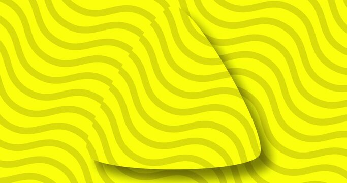 abstract moving lines flat animated background. soft zigzag wavy lines moving diagonally from down right to left up over a flat rounded triangle shape. Yellowcolor motion graphics background.