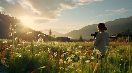 Fototapeta premium Green Solutions: Capturing Eco-Conscious Actions for a Sustainable Future, Generative AI