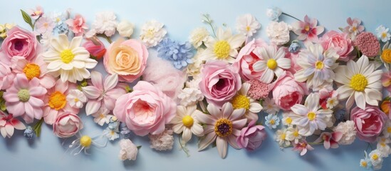 Stunning collection of flower images isolated pastel background Copy space