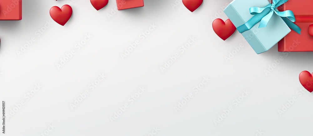 Aufkleber valentines day gift boxes with a heart shape and copy space on a isolated pastel background copy spa