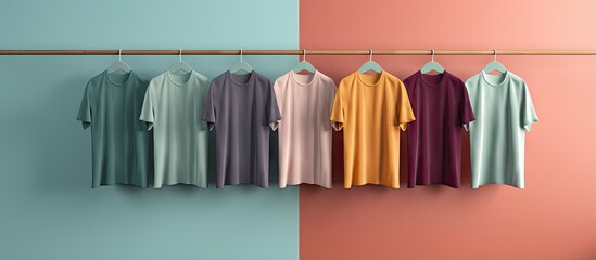 Rendered 3D clothing on isolated hanger isolated pastel background Copy space