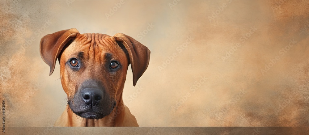 Poster rhodesian dog portrait for copy space and banner purposes isolated pastel background copy space