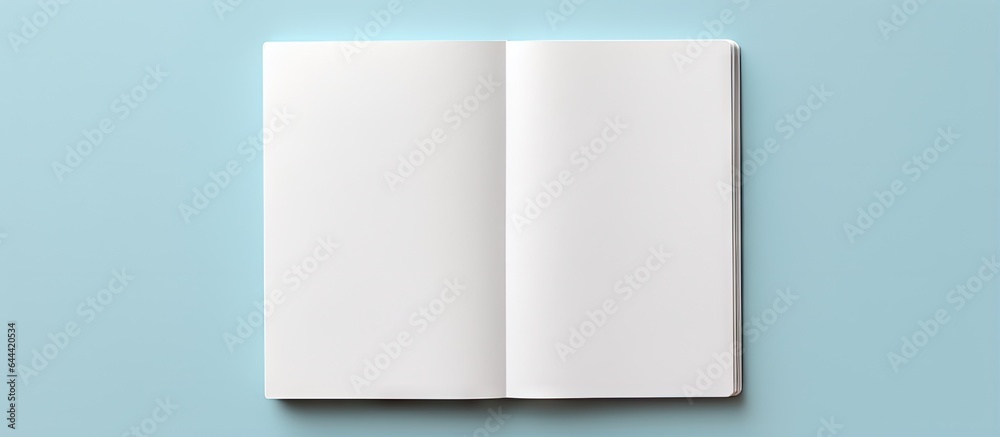 Fototapete mockups or simulations of magazines books or catalogs on a black table with a blank page or notepad 