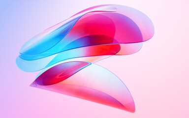 Abstract gradient glass background, 3d rendering.
