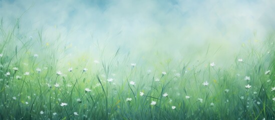 Obraz na płótnie Canvas Springtime Margarit on grass isolated pastel background Copy space