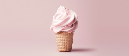 Vanilla ice cream alone on isolated pastel background Copy space