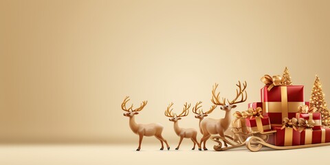 Reindeer with full gifts background. AI Generated.