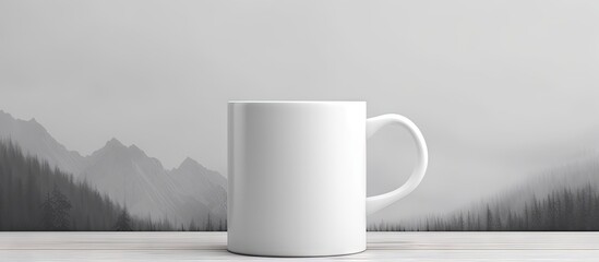 Printable mug in black and white isolated pastel background Copy space