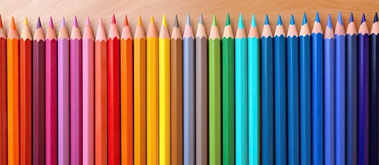 Obraz premium numerous colored writing tool isolated pastel background Copy space