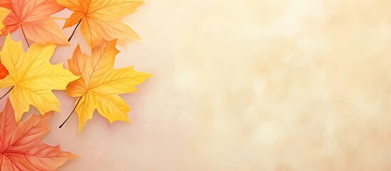 Naklejka na ściany i meble Maple leaves emblem of Canada isolated pastel background Copy space