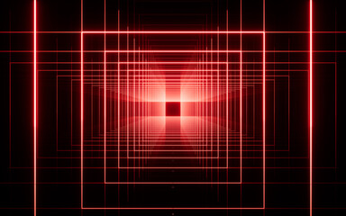 Abstract neon tunnel, 3d rendering.
