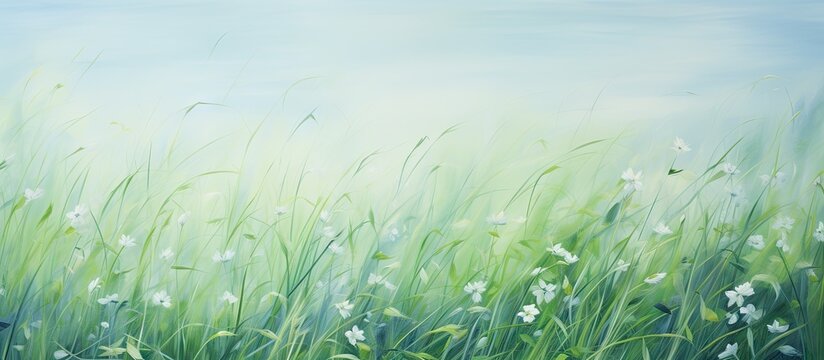 Springtime Margarit on grass isolated pastel background Copy space
