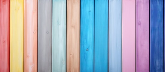 multi hued wooden barrier isolated pastel background Copy space