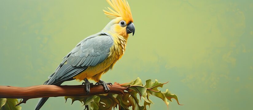 The cockatiel Nymphicus hollandicus is called weiro bird or quarrion isolated pastel background Copy space