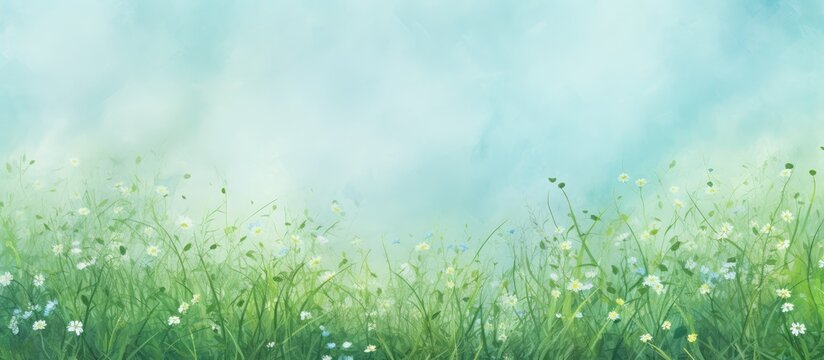 Springtime Margarit on grass isolated pastel background Copy space