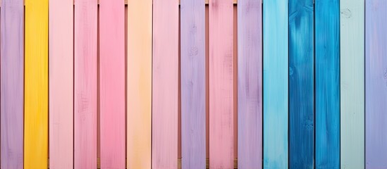 multi hued wooden barrier isolated pastel background Copy space