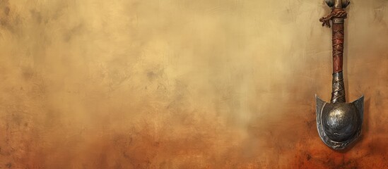 Medieval knights bludgeoning weapon old mace isolated pastel background Copy space