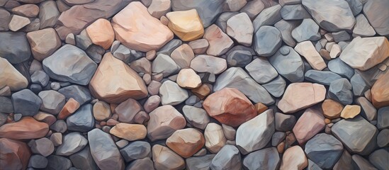 Rock and stone isolated pastel background Copy space
