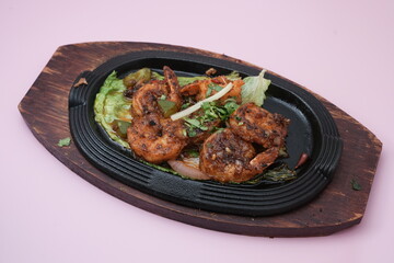 sizzling prawns, hot plate prawns