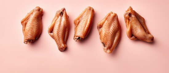 Obraz premium raw chicken wings on isolated pastel background Copy space