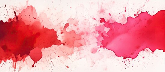 Red watercolor stain isolated pastel background Copy space paper