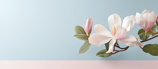 Southern Magnolia on a isolated pastel background Copy space