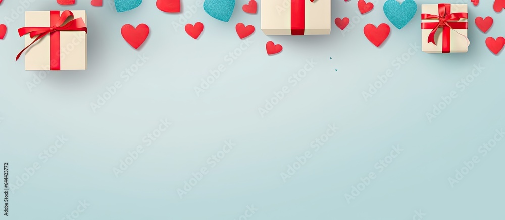 Aufkleber valentines day gift boxes with a heart shape and copy space on a isolated pastel background copy spa