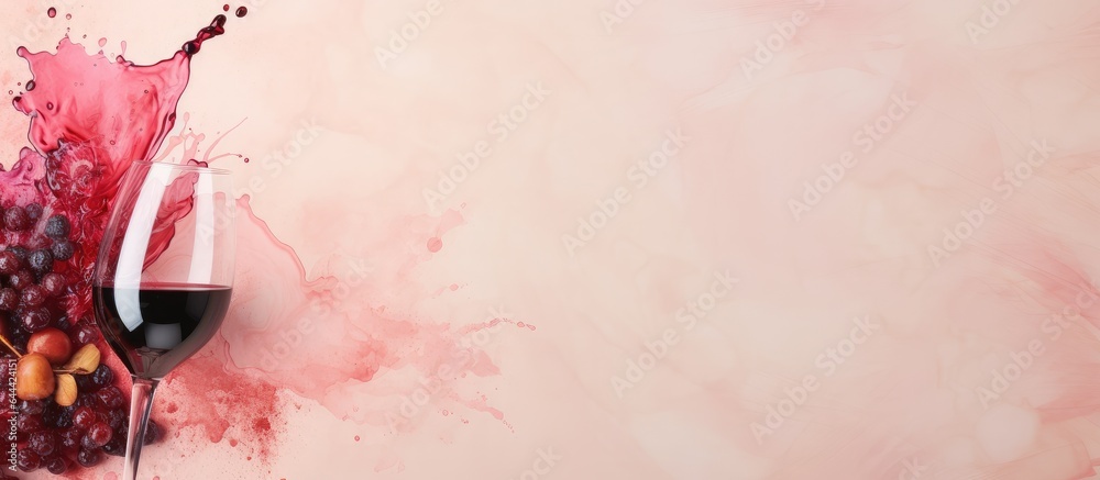 Poster wine splashes in white and red isolated pastel background copy space