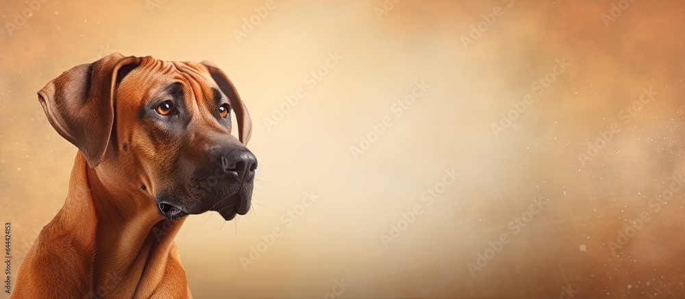 Poster rhodesian dog portrait for copy space and banner purposes isolated pastel background copy space