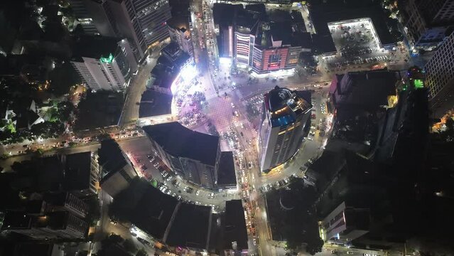 Aerial hyperlapse of Gulshan circle roundabout in Dhaka, Bangladesh.