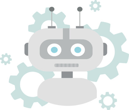Error 404 robot with gear waiting for site gear different sizes vector illustration