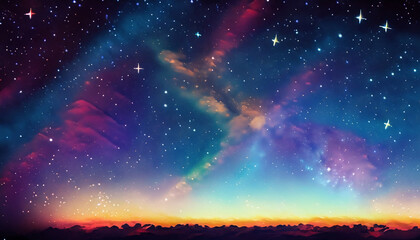 Obraz premium lights at night, colorful star in the sky 