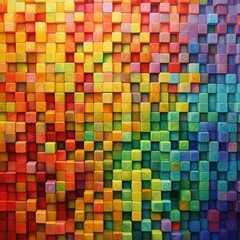 Detailed Square Grid Oil Painting Showcasing Geometric Mastery and Artistic Precision