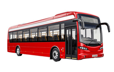 Metro Bus Isolated on Transparent PNG Background, rendering. Generative AI