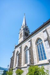 Cathedral of St. Florin, neo-gothic church in Vaduz, Liechtenstein