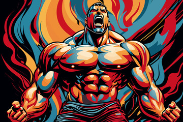 feeling the power of the muscle illustration - obrazy, fototapety, plakaty