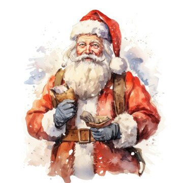 Santa Claus Clipart In Watercolor Painting, Perfect For Christmas Creative Projects