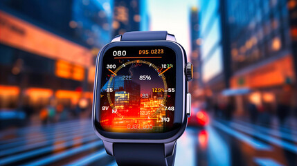Wearable smartwatch updating real-time financial alerts,
