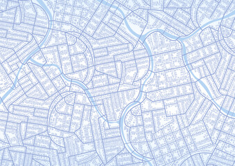 Fototapeta na wymiar View from above the map buildings. Detailed view of city. Decorative graphic tourist map. Quarter residential buildings. City top view. Abstract background. Flat style, Vector, illustration isolated