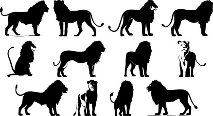 Lion Silhouette Set, Icon logo