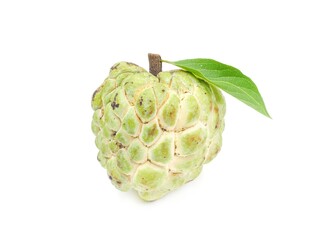 Fresh organic custard apples placed on a white background.