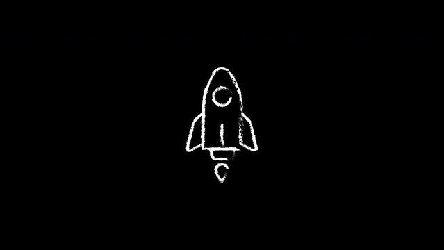 Hand drawn rocket with flame animation. frame by frame animation.