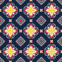 Geometric ethnic pattern seamless flower color. seamless pattern. Design for fabric,curtain,background,carpet,wallpaper,clothing,wrapping,Batik,mandalas,fabric,Vector illustration. pattern style.