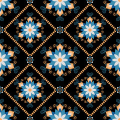 Geometric ethnic pattern seamless flower color. seamless pattern. Design for fabric,curtain,background,carpet,wallpaper,clothing,wrapping,Batik,mandalas,fabric,Vector illustration. pattern style.