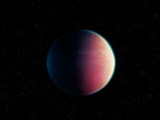 Extrasolar planet isolated in space. A distant exoplanet is similar to Earth. Distant Earth-size planet.