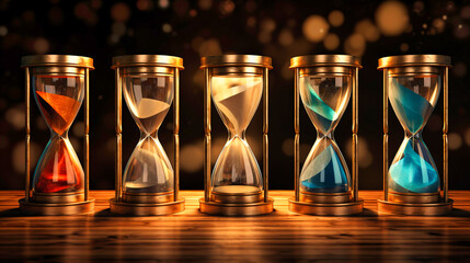 Digital hourglasses flip endlessly, marking the relentless march of time.