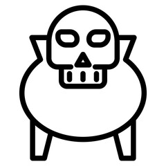 skull with cauldron line 