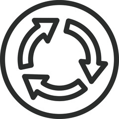 シンプルな標識の線画単品イラスト　環状の交差点における右回り通行