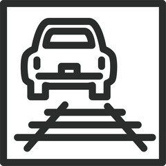 シンプルな標識の線画単品イラスト　軌道敷内通行可