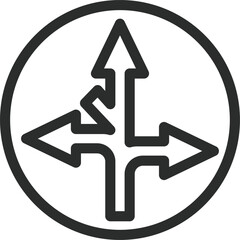 シンプルな標識の線画単品イラスト　指定方向以外進行禁止